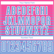 Load image into Gallery viewer, Custom Pink Light Blue-White Gradient Pinstripe Sublimation Soccer Uniform Jersey