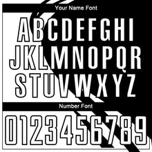 Load image into Gallery viewer, Custom White Black Diagonal Streamline Color Block Swirl Curve Lines Sublimation Soccer Uniform Jersey