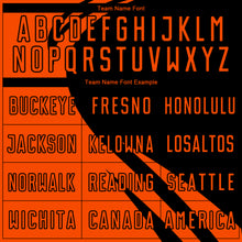 Load image into Gallery viewer, Custom Orange Black Diagonal Streamline Color Block Swirl Curve Lines Sublimation Soccer Uniform Jersey