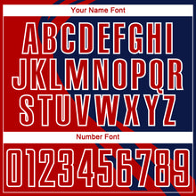 Load image into Gallery viewer, Custom Red Navy-White Diagonal Streamline Color Block Swirl Curve Lines Sublimation Soccer Uniform Jersey