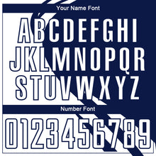 Load image into Gallery viewer, Custom White Navy Diagonal Streamline Color Block Swirl Curve Lines Sublimation Soccer Uniform Jersey