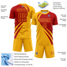Загрузить изображение в средство просмотра галереи, Custom Navy Red Diagonal Streamline Color Block Swirl Curve Lines Sublimation Soccer Uniform Jersey