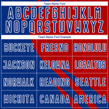 Загрузить изображение в средство просмотра галереи, Custom Royal Red-White Diagonal Streamline Color Block Swirl Curve Lines Sublimation Soccer Uniform Jersey