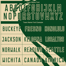 Laden Sie das Bild in den Galerie-Viewer, Custom Cream Green Diagonal Streamline Color Block Swirl Curve Lines Sublimation Soccer Uniform Jersey