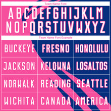 Load image into Gallery viewer, Custom Pink White-Royal Diagonal Streamline Color Block Swirl Curve Lines Sublimation Soccer Uniform Jersey