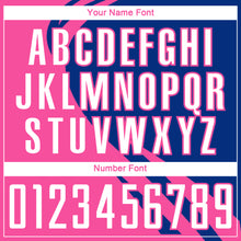 Load image into Gallery viewer, Custom Pink White-Royal Diagonal Streamline Color Block Swirl Curve Lines Sublimation Soccer Uniform Jersey