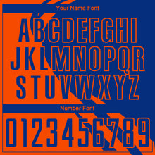 Load image into Gallery viewer, Custom Orange Royal Diagonal Streamline Color Block Swirl Curve Lines Sublimation Soccer Uniform Jersey