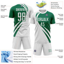 Load image into Gallery viewer, Custom White Kelly Green Diagonal Streamline Color Block Swirl Curve Lines Sublimation Soccer Uniform Jersey