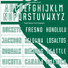 Load image into Gallery viewer, Custom White Kelly Green Diagonal Streamline Color Block Swirl Curve Lines Sublimation Soccer Uniform Jersey