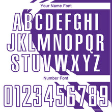 Load image into Gallery viewer, Custom White Purple Diagonal Streamline Color Block Swirl Curve Lines Sublimation Soccer Uniform Jersey