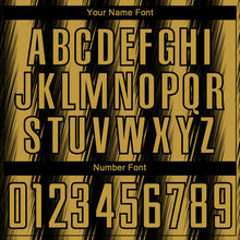 Charger l'image dans la galerie, Custom Black Old Gold Vertical Brush Stroke Stripes Sublimation Soccer Uniform Jersey