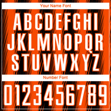 Load image into Gallery viewer, Custom Black White-Orange Vertical Brush Stroke Stripes Sublimation Soccer Uniform Jersey