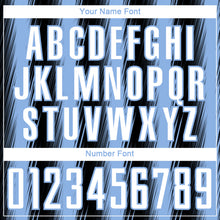Загрузить изображение в средство просмотра галереи, Custom Black White-Light Blue Vertical Brush Stroke Stripes Sublimation Soccer Uniform Jersey