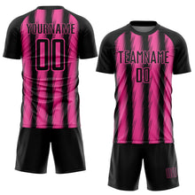 Загрузить изображение в средство просмотра галереи, Custom Black Pink Vertical Brush Stroke Stripes Sublimation Soccer Uniform Jersey