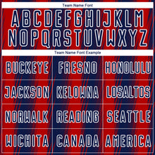 Загрузить изображение в средство просмотра галереи, Custom Navy Red-White Vertical Brush Stroke Stripes Sublimation Soccer Uniform Jersey