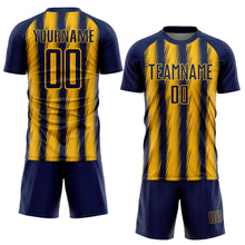 Charger l'image dans la galerie, Custom Navy Gold Vertical Brush Stroke Stripes Sublimation Soccer Uniform Jersey