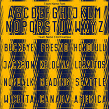 Charger l'image dans la galerie, Custom Navy Gold Vertical Brush Stroke Stripes Sublimation Soccer Uniform Jersey