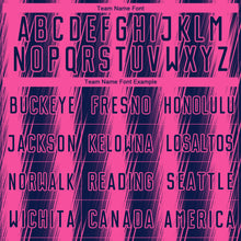 Load image into Gallery viewer, Custom Navy Pink Vertical Brush Stroke Stripes Sublimation Soccer Uniform Jersey