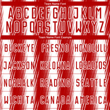 Load image into Gallery viewer, Custom Red White Vertical Brush Stroke Stripes Sublimation Soccer Uniform Jersey