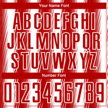 Load image into Gallery viewer, Custom Red White Vertical Brush Stroke Stripes Sublimation Soccer Uniform Jersey