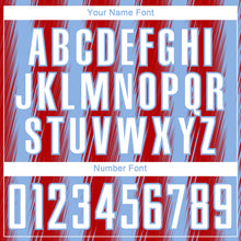 Load image into Gallery viewer, Custom Red White-Light Blue Vertical Brush Stroke Stripes Sublimation Soccer Uniform Jersey