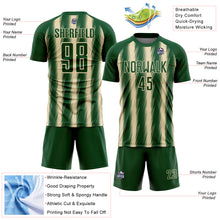 Load image into Gallery viewer, Custom Green Cream Vertical Brush Stroke Stripes Sublimation Soccer Uniform Jersey