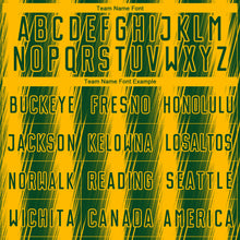 Load image into Gallery viewer, Custom Green Gold Vertical Brush Stroke Stripes Sublimation Soccer Uniform Jersey