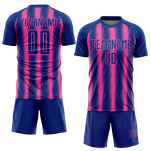 Загрузить изображение в средство просмотра галереи, Custom Royal Pink Vertical Brush Stroke Stripes Sublimation Soccer Uniform Jersey