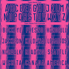 Загрузить изображение в средство просмотра галереи, Custom Royal Pink Vertical Brush Stroke Stripes Sublimation Soccer Uniform Jersey