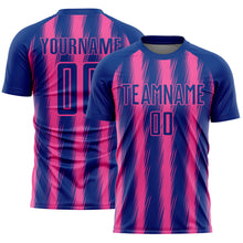 Загрузить изображение в средство просмотра галереи, Custom Royal Pink Vertical Brush Stroke Stripes Sublimation Soccer Uniform Jersey