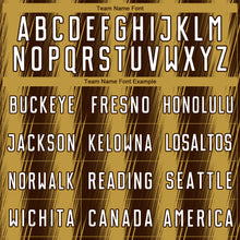 Load image into Gallery viewer, Custom Brown White-Old Gold Vertical Brush Stroke Stripes Sublimation Soccer Uniform Jersey