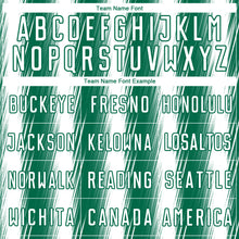 Load image into Gallery viewer, Custom Kelly Green White Vertical Brush Stroke Stripes Sublimation Soccer Uniform Jersey