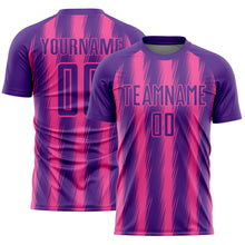 Загрузить изображение в средство просмотра галереи, Custom Purple Pink Vertical Brush Stroke Stripes Sublimation Soccer Uniform Jersey