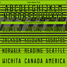 Charger l'image dans la galerie, Custom Black Neon Green-Steel Gray Gradient Horizontal Stripes Sublimation Soccer Uniform Jersey