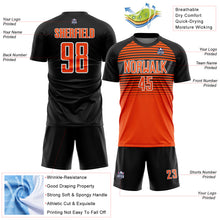 Charger l'image dans la galerie, Custom Black Orange Steel Gray-White Gradient Horizontal Stripes Sublimation Soccer Uniform Jersey