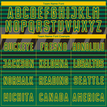 Load image into Gallery viewer, Custom Black Kelly Green Gold-Steel Gray Gradient Horizontal Stripes Sublimation Soccer Uniform Jersey