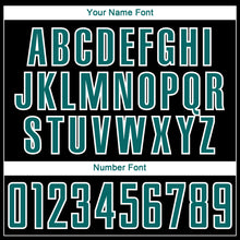 Charger l'image dans la galerie, Custom Black Teal Steel Gray-White Gradient Horizontal Stripes Sublimation Soccer Uniform Jersey