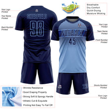 Загрузить изображение в средство просмотра галереи, Custom Navy Light Blue-Royal Gradient Horizontal Stripes Sublimation Soccer Uniform Jersey