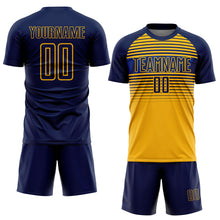 Загрузить изображение в средство просмотра галереи, Custom Navy Gold-Royal Gradient Horizontal Stripes Sublimation Soccer Uniform Jersey