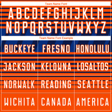 Load image into Gallery viewer, Custom Navy White Orange-Royal Gradient Horizontal Stripes Sublimation Soccer Uniform Jersey