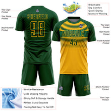 Загрузить изображение в средство просмотра галереи, Custom Green Gold-Kelly Green Gradient Horizontal Stripes Sublimation Soccer Uniform Jersey