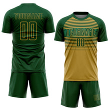 Load image into Gallery viewer, Custom Green Old Gold-Kelly Green Gradient Horizontal Stripes Sublimation Soccer Uniform Jersey