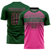 Load image into Gallery viewer, Custom Green Pink-Kelly Green Gradient Horizontal Stripes Sublimation Soccer Uniform Jersey