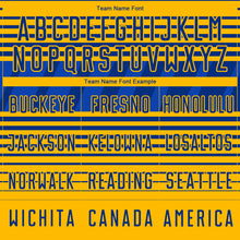 Charger l'image dans la galerie, Custom Royal Gold-Thunder Blue Gradient Horizontal Stripes Sublimation Soccer Uniform Jersey