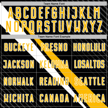 Charger l'image dans la galerie, Custom Black Gold-White Diagonal Stripes Sports Sublimation Soccer Uniform Jersey