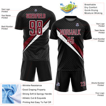 Charger l'image dans la galerie, Custom Black Crimson-White Diagonal Stripes Sports Sublimation Soccer Uniform Jersey