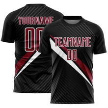 Charger l'image dans la galerie, Custom Black Crimson-White Diagonal Stripes Sports Sublimation Soccer Uniform Jersey