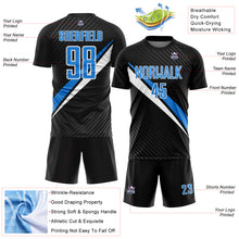 Загрузить изображение в средство просмотра галереи, Custom Black Powder Blue-White Diagonal Stripes Sports Sublimation Soccer Uniform Jersey