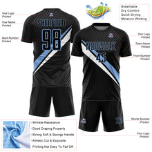 Charger l'image dans la galerie, Custom Black Light Blue-White Diagonal Stripes Sports Sublimation Soccer Uniform Jersey