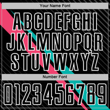 Charger l'image dans la galerie, Custom Black White Aqua-Neon Pink Diagonal Stripes Sports Sublimation Soccer Uniform Jersey